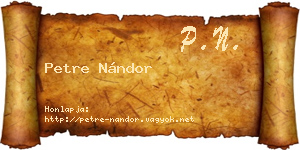 Petre Nándor névjegykártya