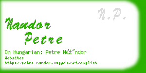 nandor petre business card